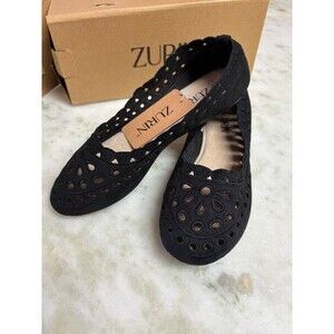 Zurin Women’s Black Cutout Flats Slip On Shoes Size 7 EU 38 Closed Toe Comfort M